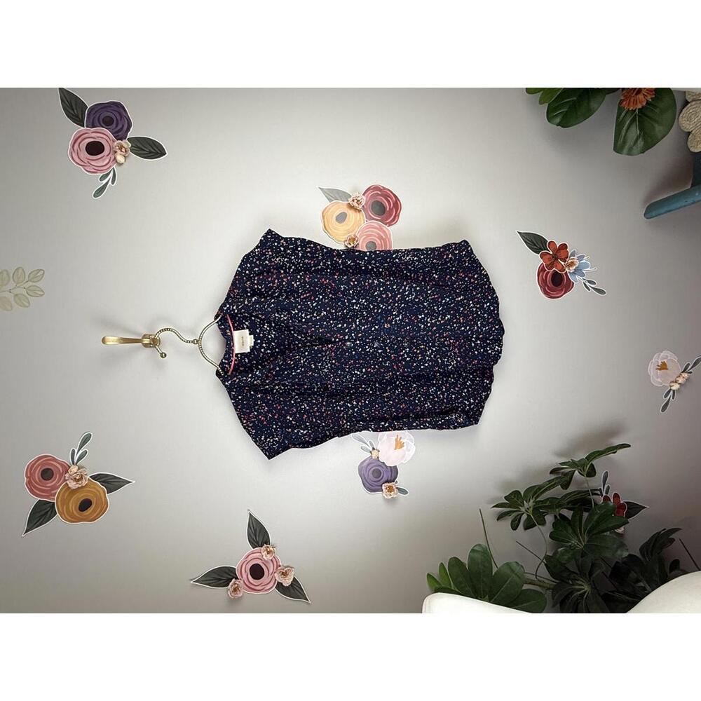 Maeve Navy Floral Confetti Cap-Sleeve Blouse